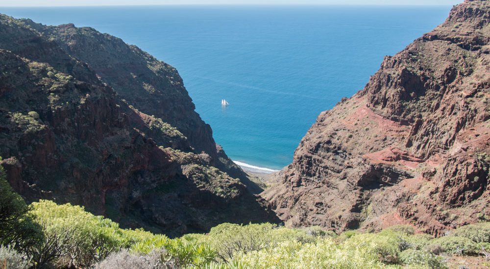 Blick von der Degollada de los Palos auf die Küste um Güi Güi