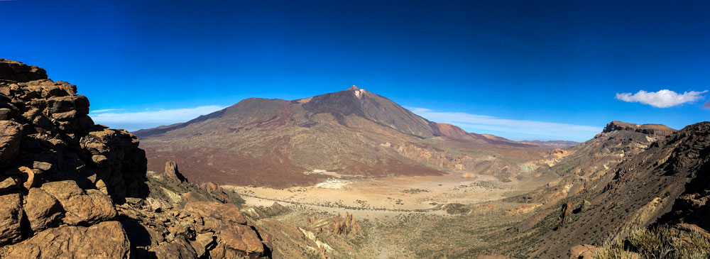 Panorama: Teide mit Pico Viejo, caldera mit Guajara