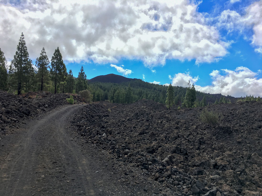 Fahrweg durch den Lavastrom auf der Chinyero Runde