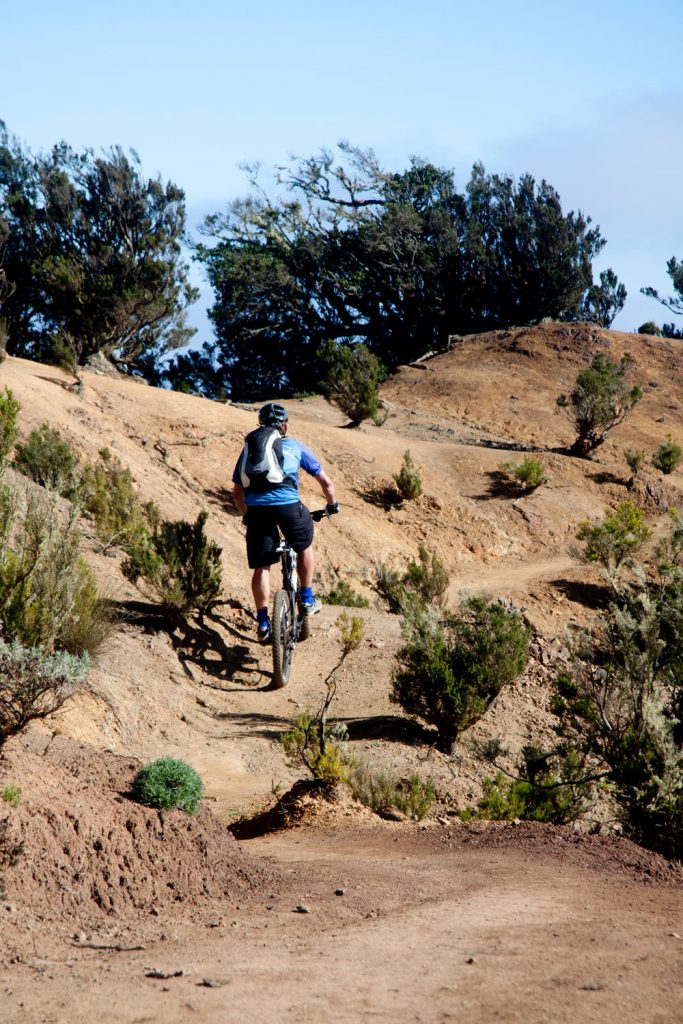 Ciclista de montaña en la pista