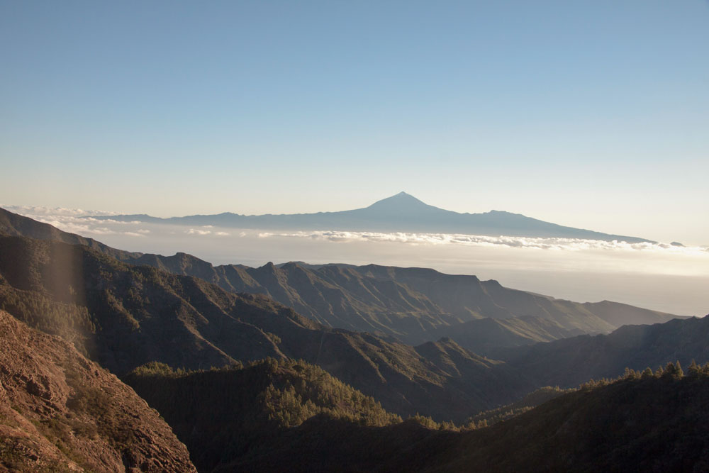 Blick von der Fortaleza auf Teneriffa und den Teide