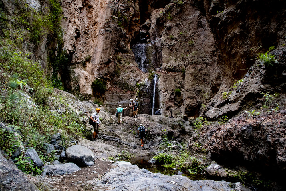 am Wasserfall im Barranco del Infierno