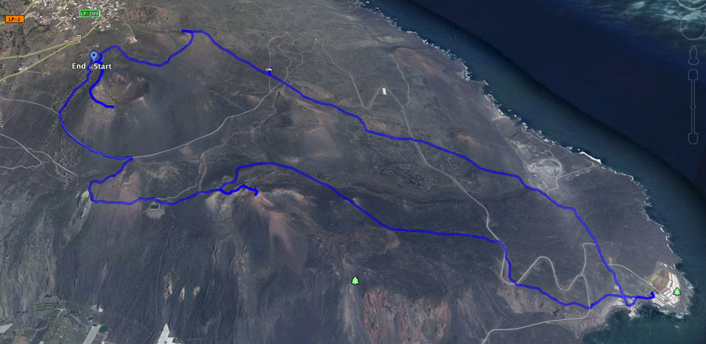 Track of the circle hide from Volcano San Antonio via Faro de Fuencaliente