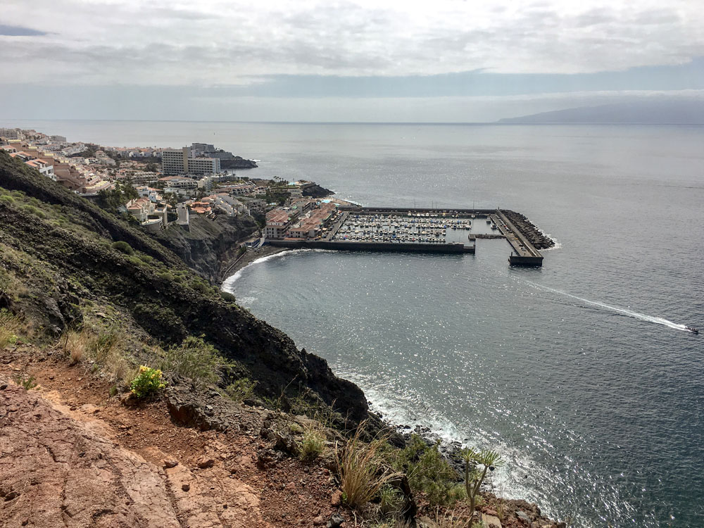view from the hiking path to the habour of Los Gigantes