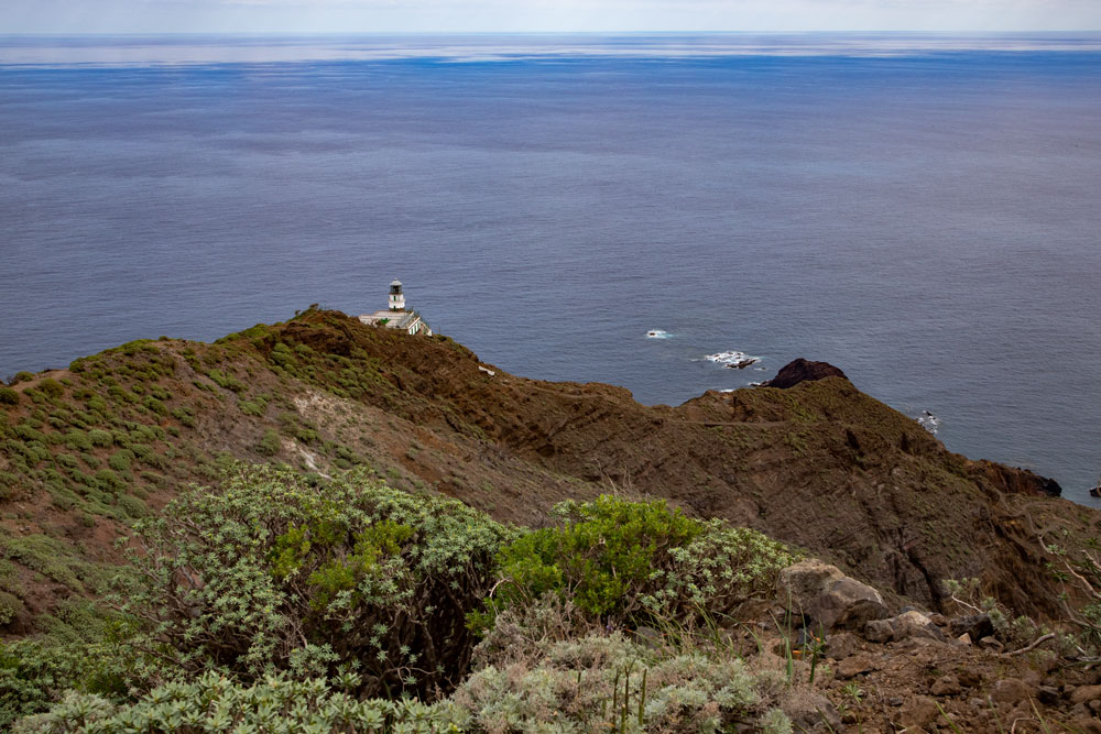 view down to the lighthouse Faro de Anaga