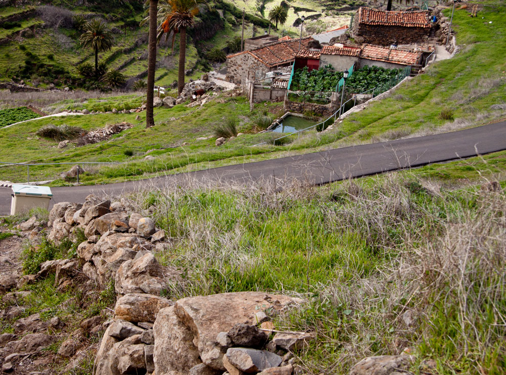 the hiking path is crossing a road