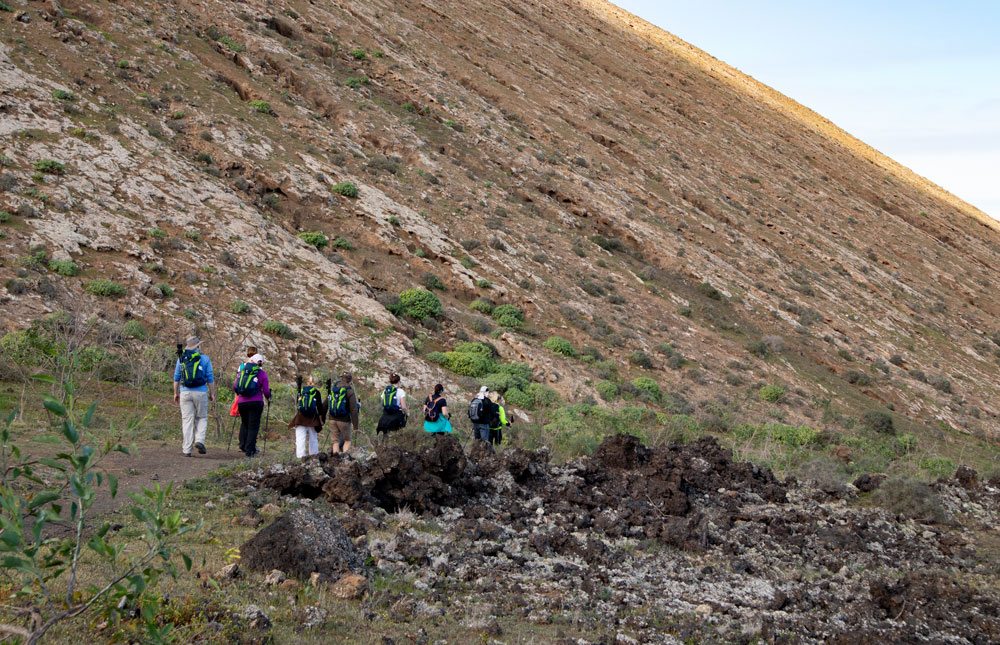hiking group at the bottom of Montaña Blanca