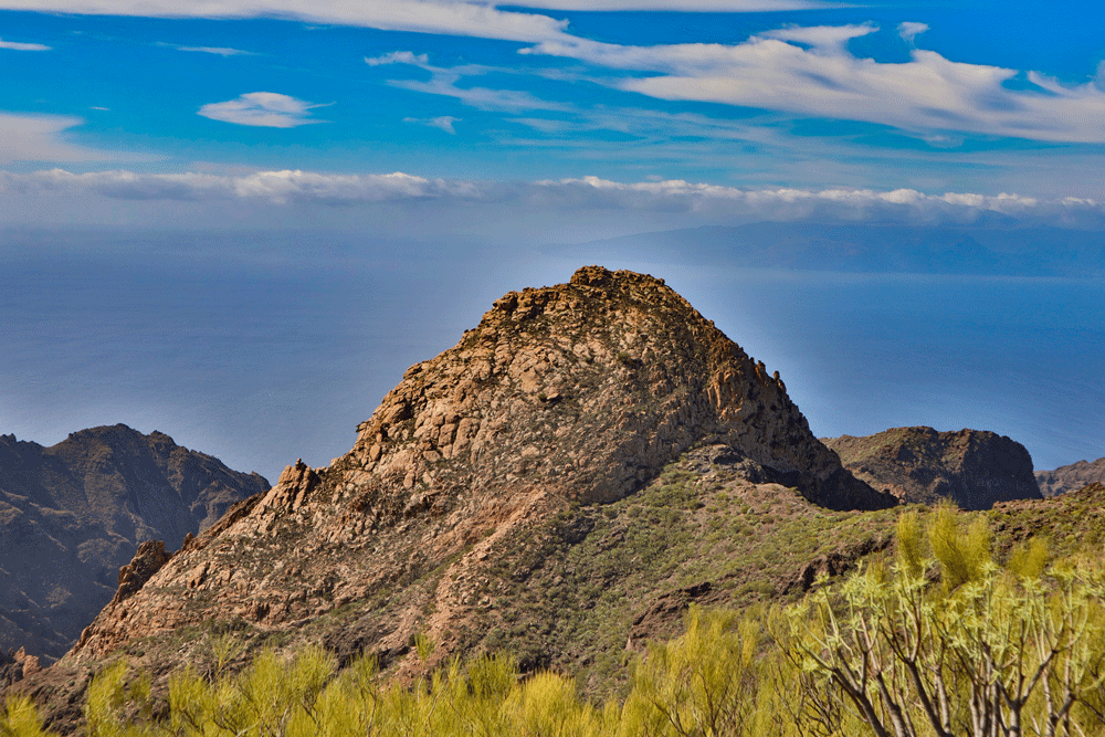 Risco Blanco with La Gomera in the background