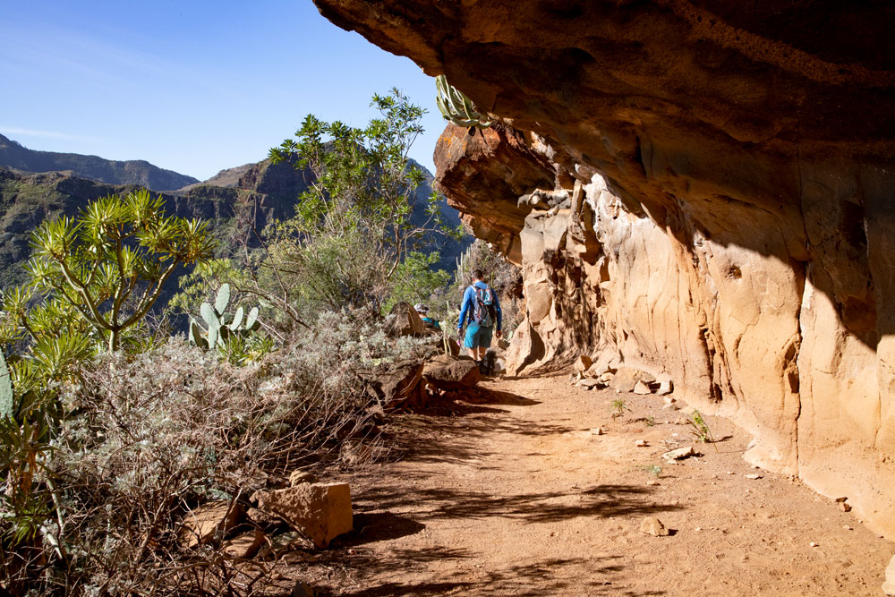 Hiking trail under the rocks along