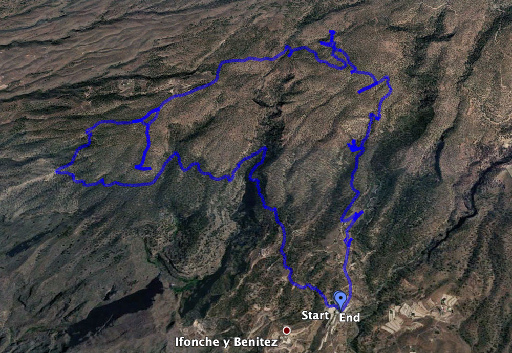 Track der Wanderung über Ifonche mit einigen Abzweigen