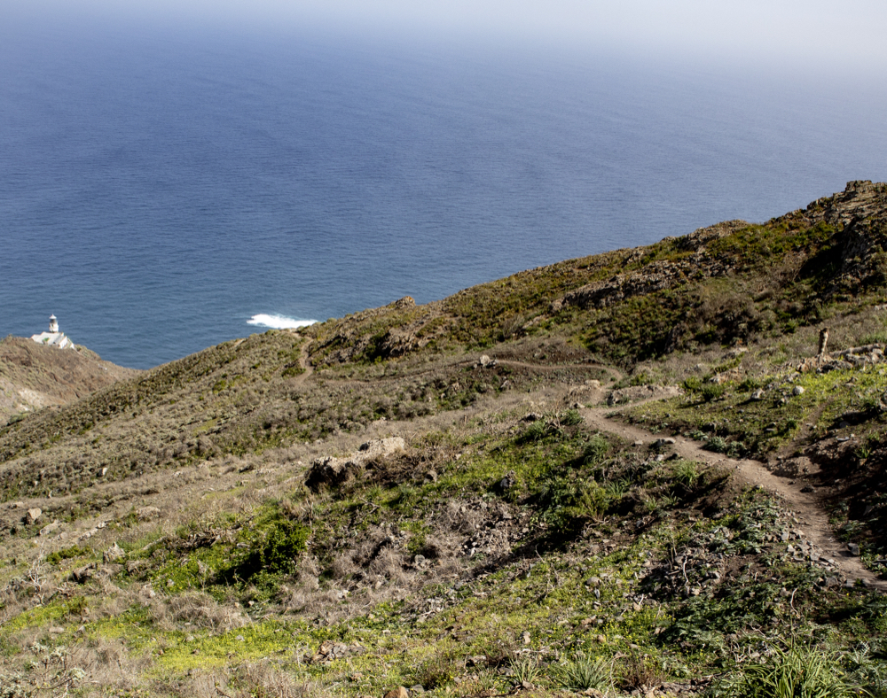 Anaga hike - view of the lighthouse Faro de Anaga from the height