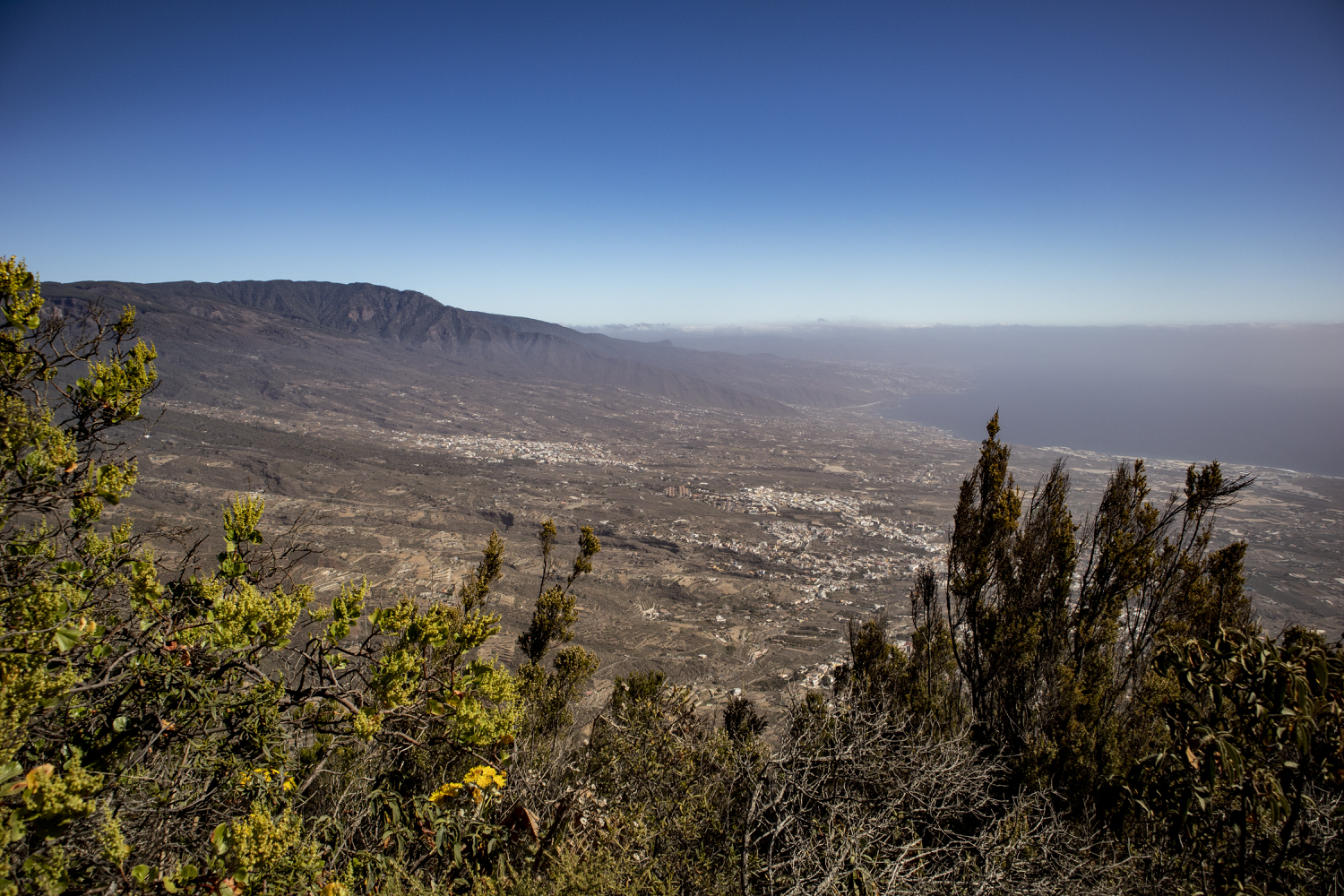 Blick vom Weg auf Güímar und die Küste