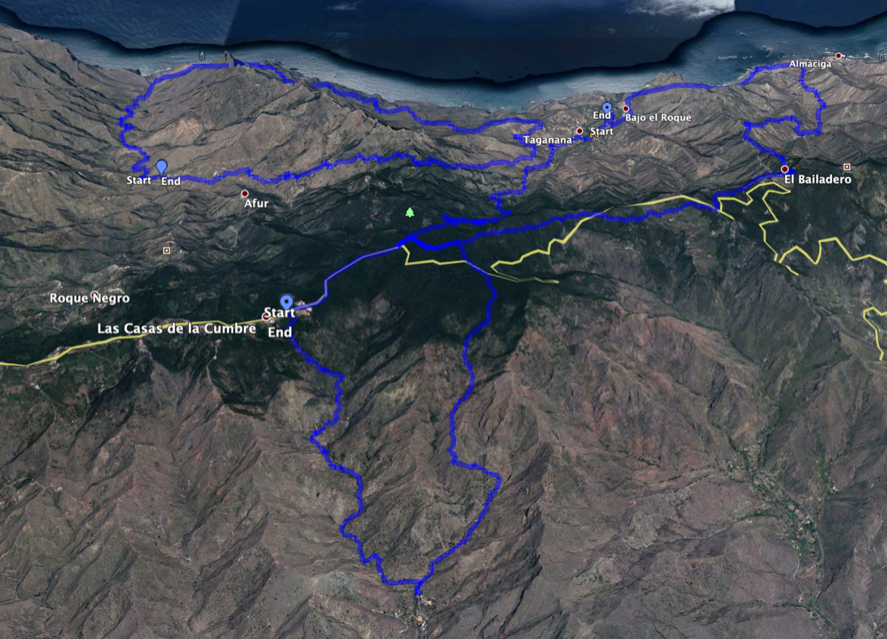 Track der Wanderung Valle Brosque und benachbarte Wanderungen um Taganana