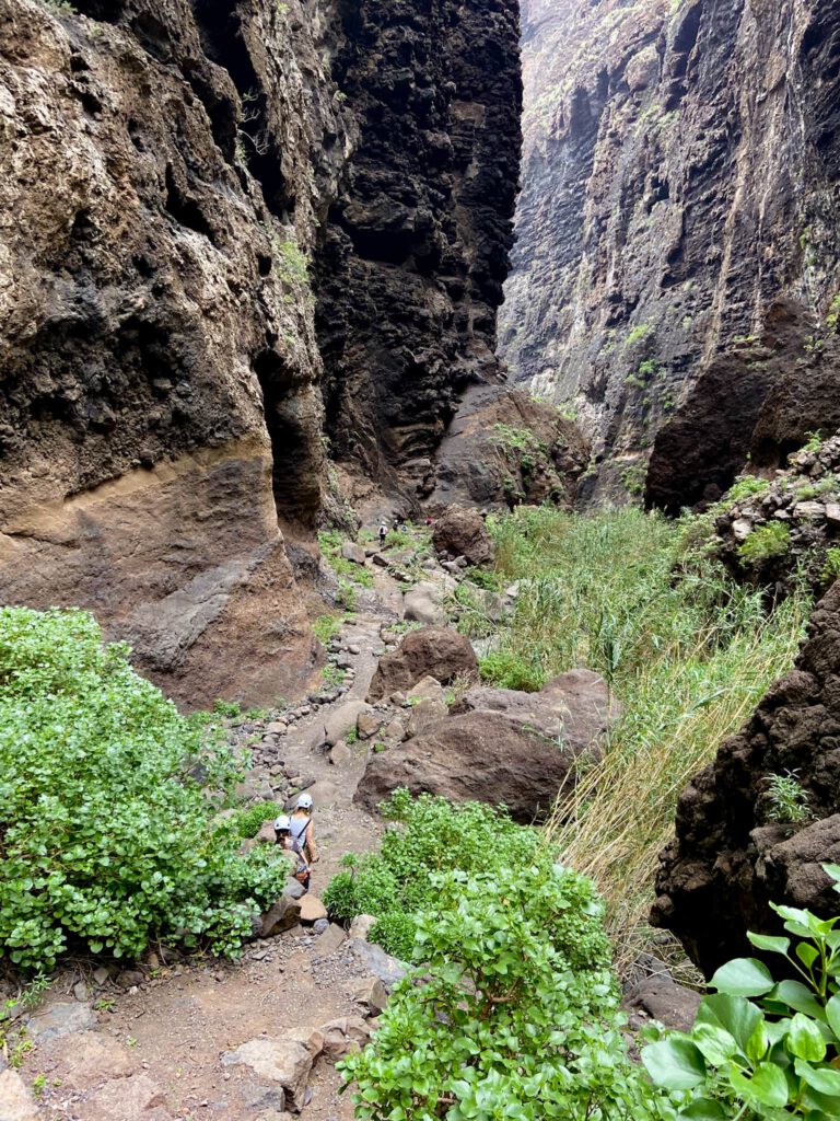 Hikers in the mighty Barranco de Masca