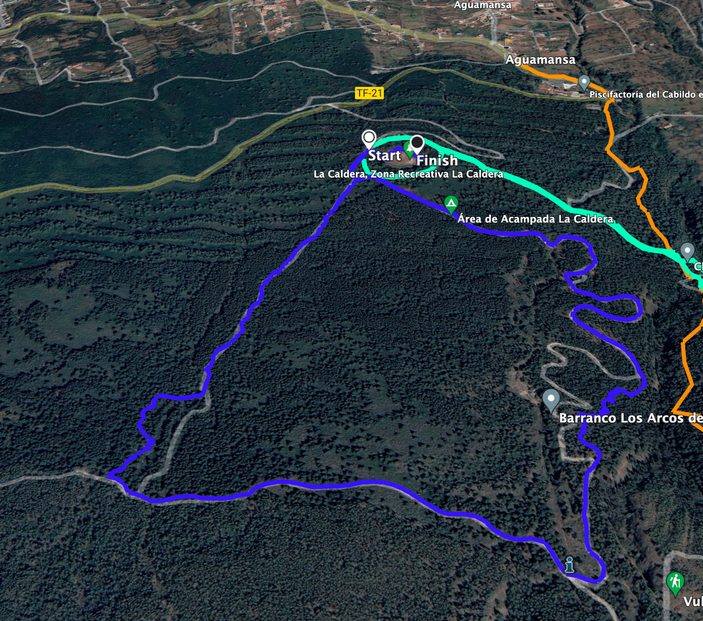 Pista de la pequeña ronda forestal en La Caldera