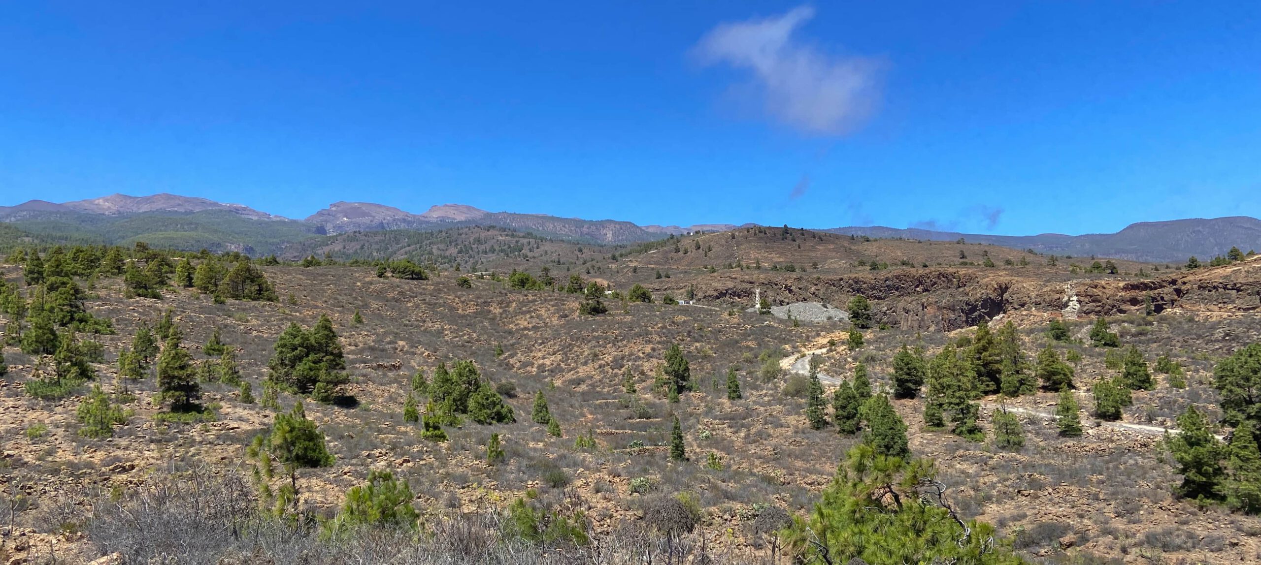 Blick auf die Cañadas und den Staudamm Presa del Río