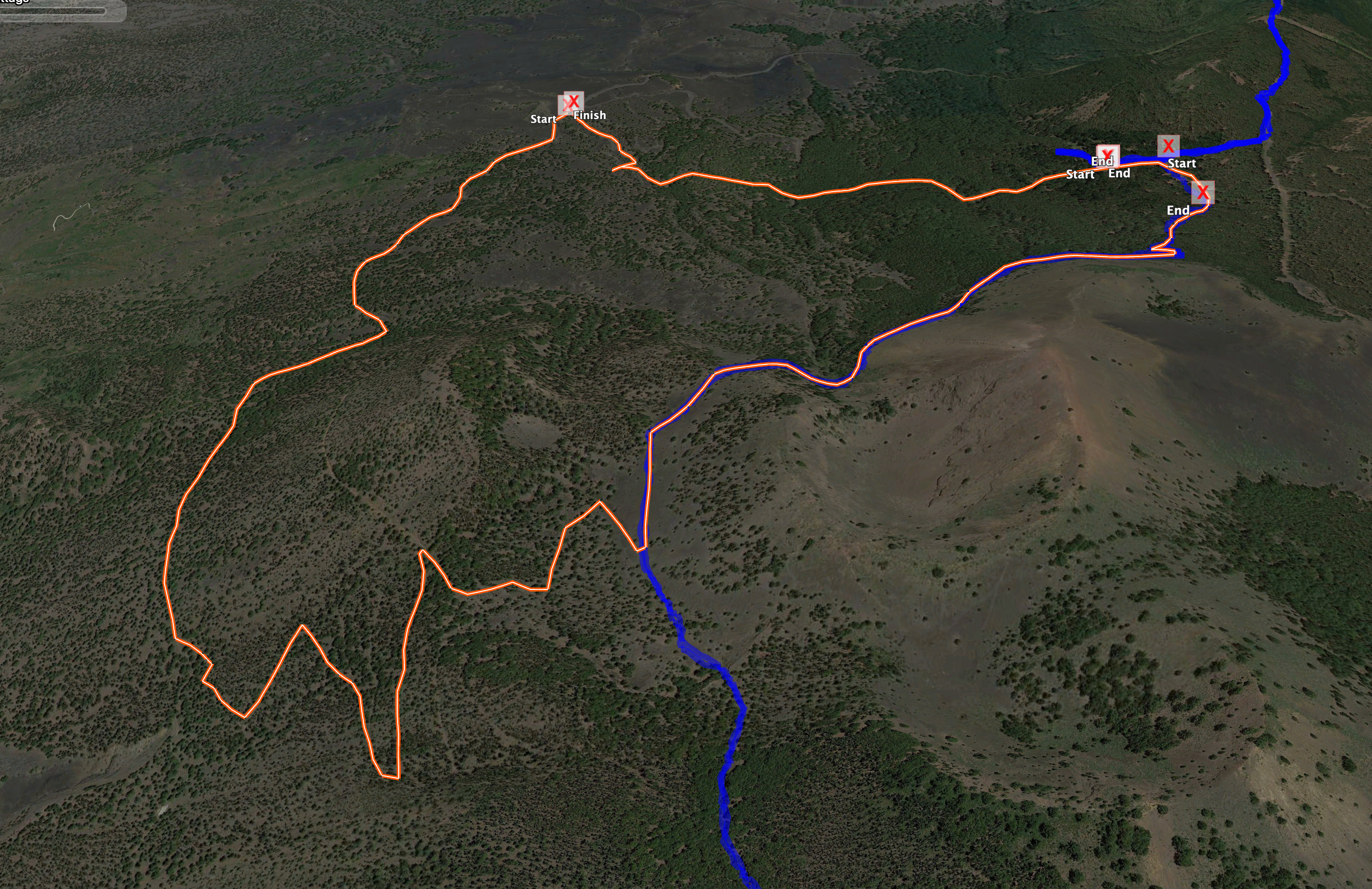 Track der Wanderung über dem Vulkan Tajogaite