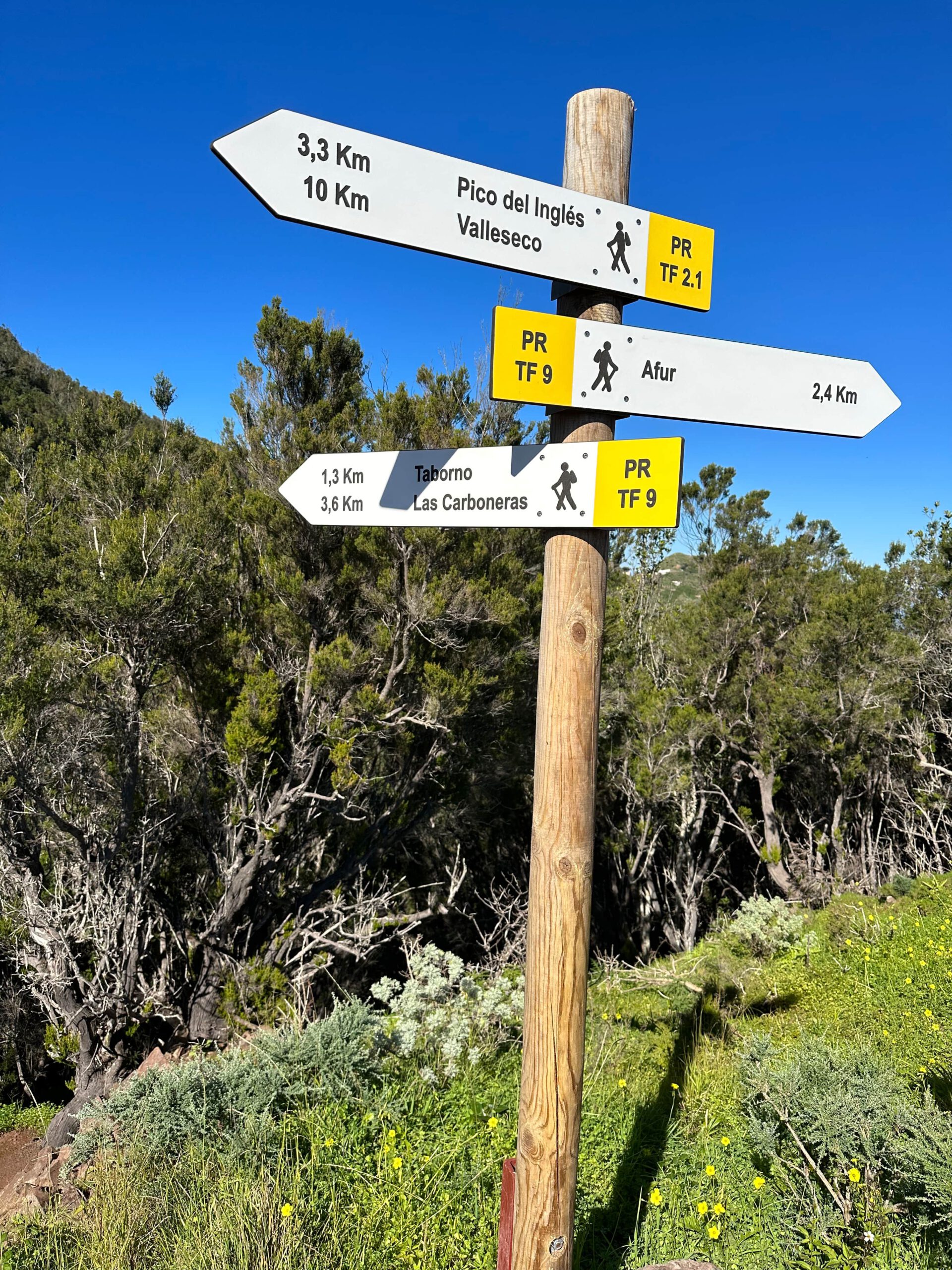 Wanderbeschilderung zwischen Taborno und Afur