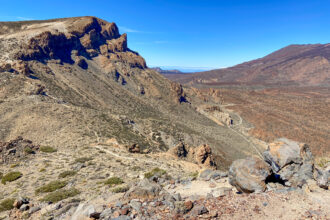 Bick von der Montaña de Pasajirón auf die Caldera und den Guajara