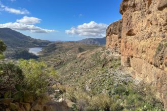 Blick vom Barranco Manatiales hinunter zum Soria See