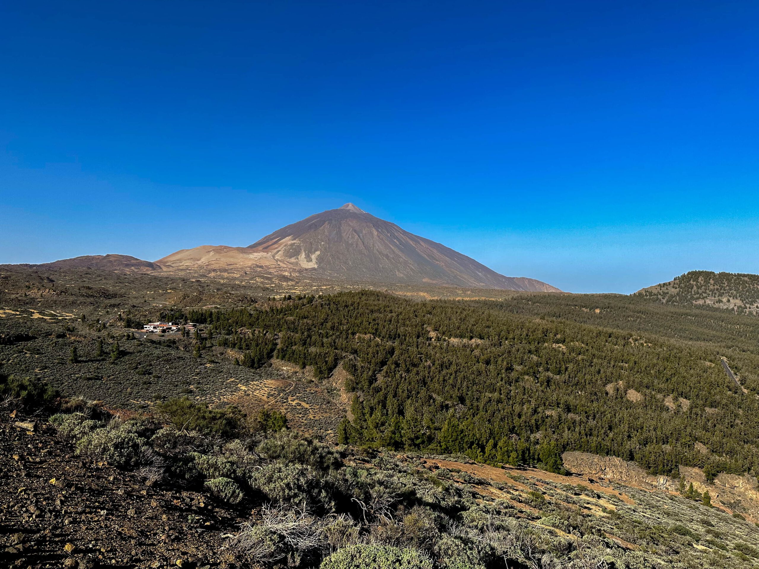 Blick vom Wanderweg auf die Montaña Blanca und den Teide