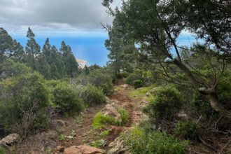 Wanderweg rechts vom Barranco Hondo hoch über der Ostküste von Teneriffa