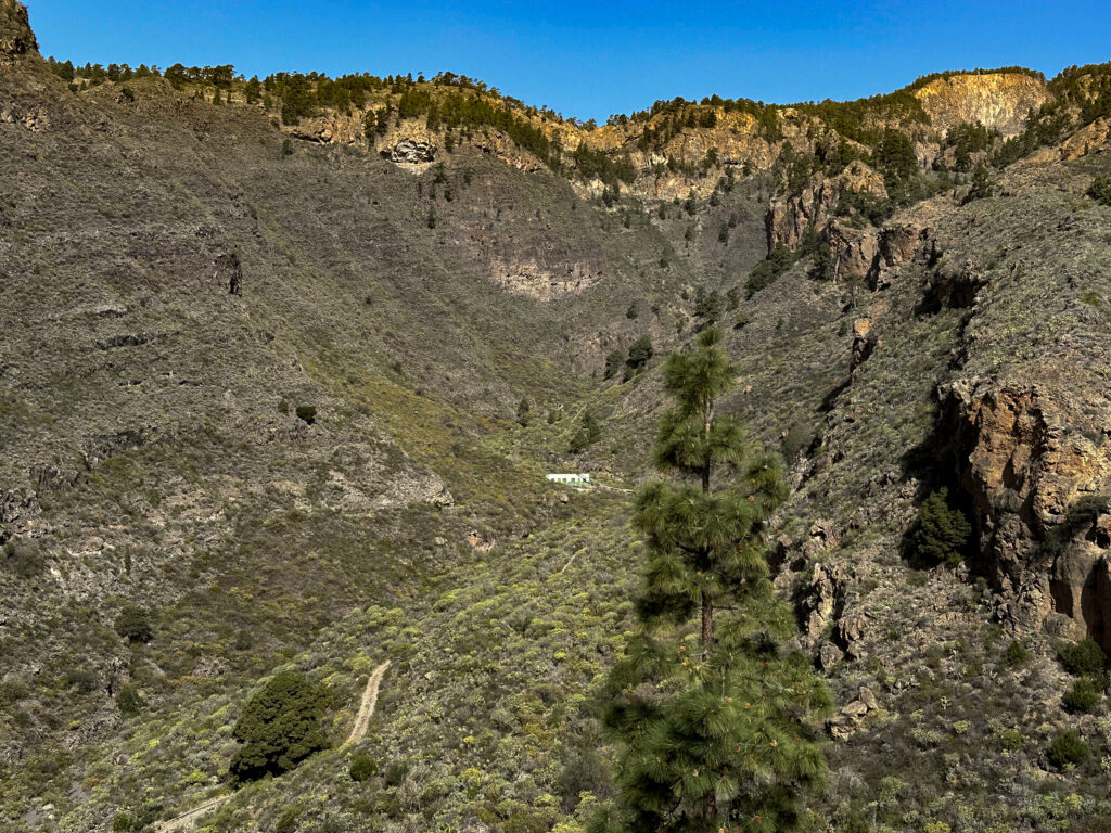 Vista desde la ruta de senderismo a la Galería Tamadaya en el Barranco Tamadaya
