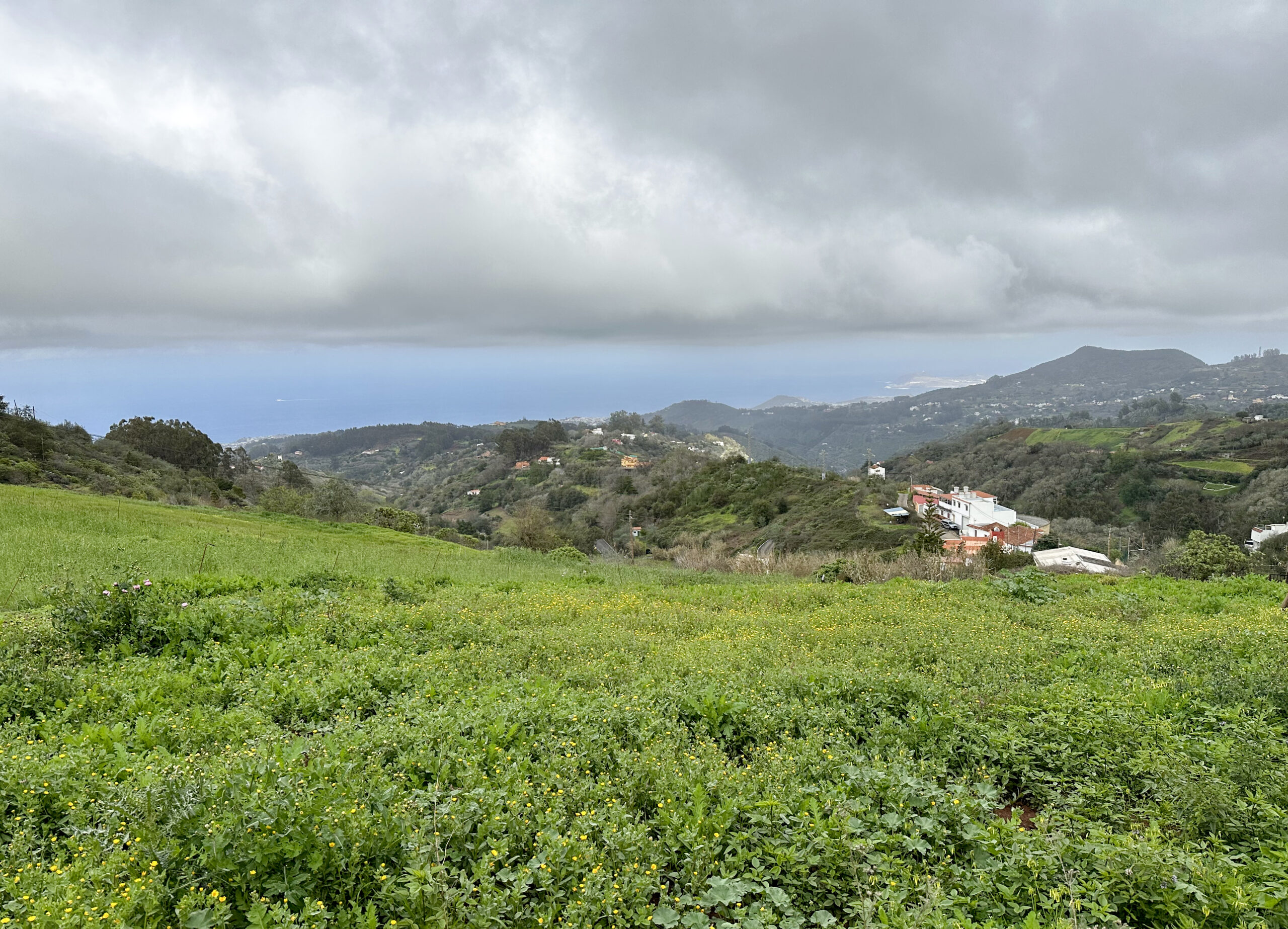 View from the hiking trail down to small Canarian villages