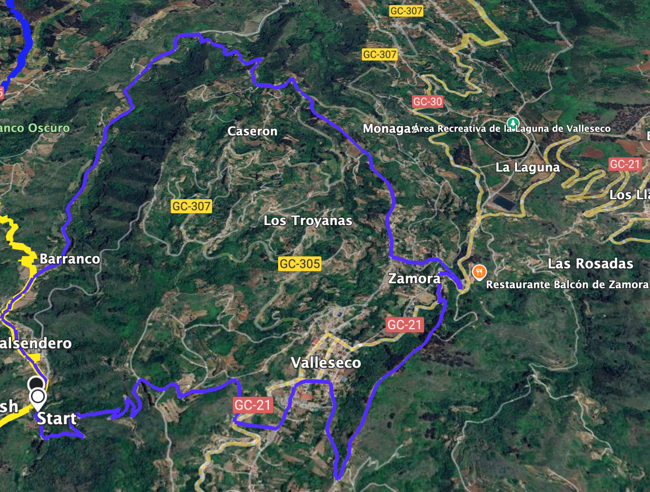 Track der Wanderung Valsendero - Valleseco - Barranco de la Virgen