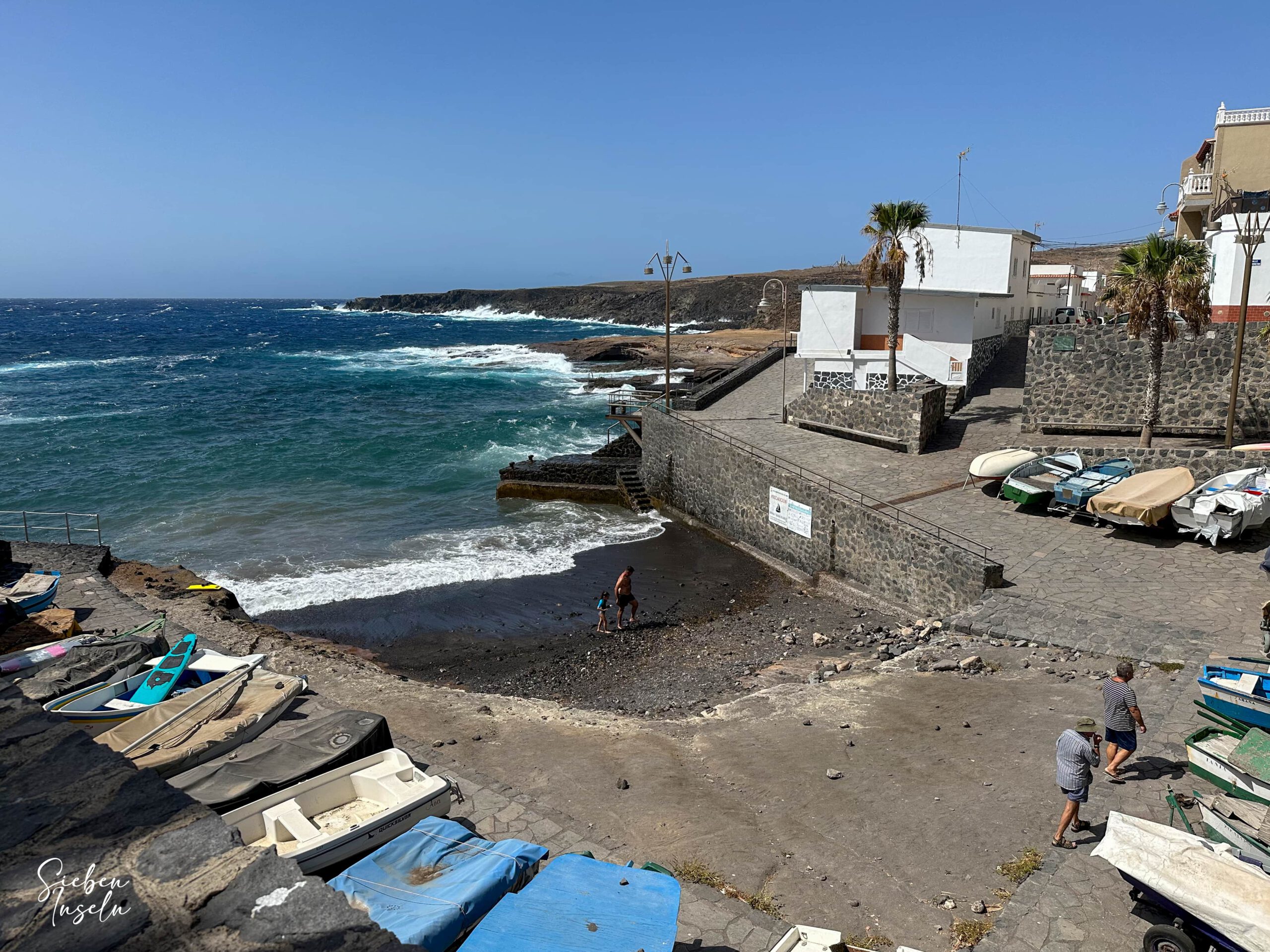 The hiking trail leads past the small harbour of La Jaca